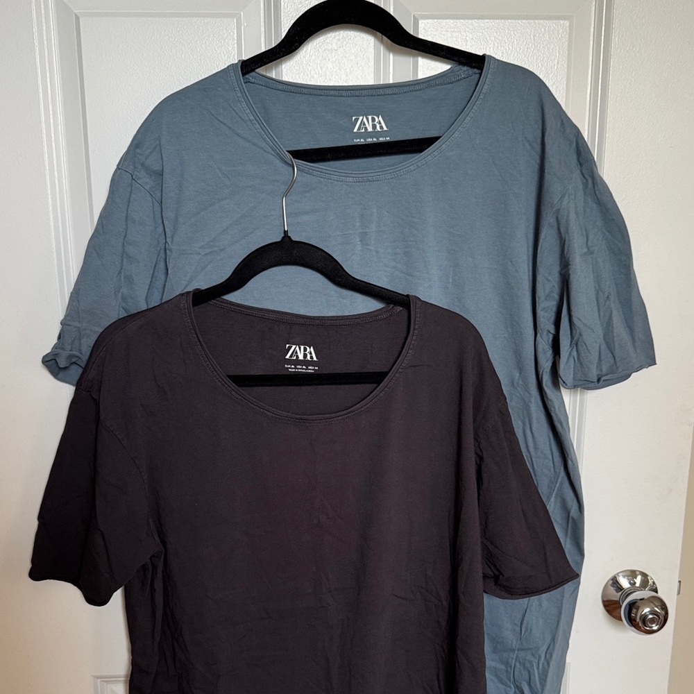 Zara Two-Pack Short Sleeve Tees - Slate Blue & Charcoal